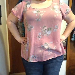 Torrid Floral Short Sleeve Dress Shirt